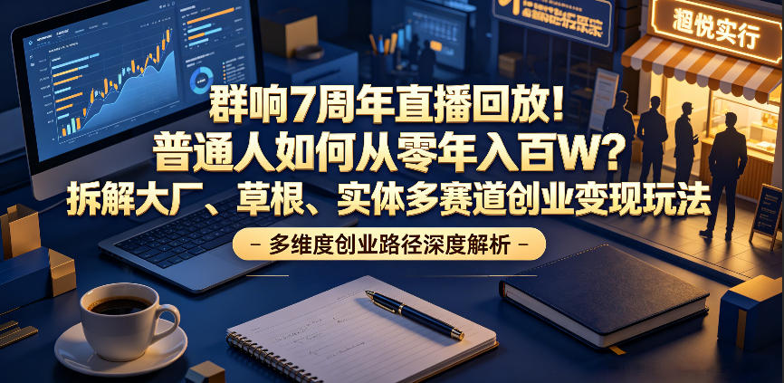 群响7周年直播回放!普通人如何从零年入百W?拆解大厂、草根、实体多赛道创业变现玩法-鼎铸网
