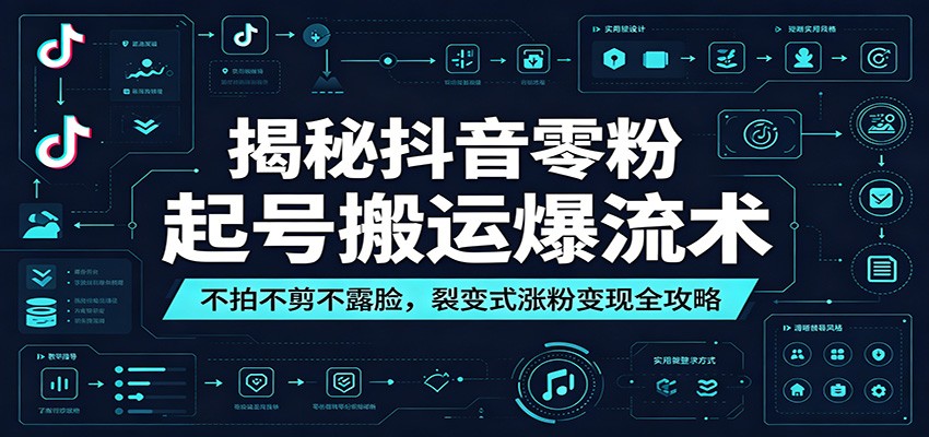 揭秘抖音零粉起号搬运爆流术:不拍不剪不露脸,裂变式涨粉变现全攻略-鼎铸网