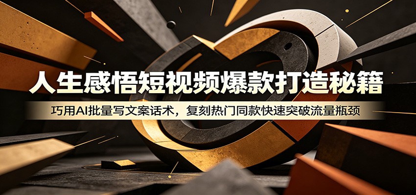 人生感悟短视频爆款打造秘籍:巧用A 批量写文案话术,复刻热门同款快速突破流量瓶颈-鼎铸网