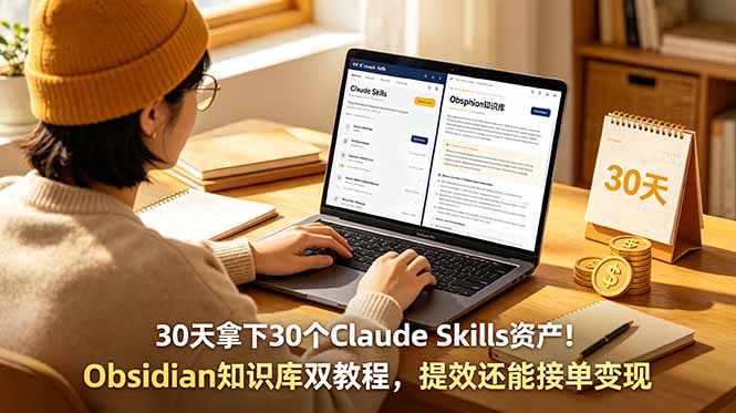 30天拿下30个Claude Skills资产!Obsidian知识库双教程,提效还能接单变现-鼎铸网